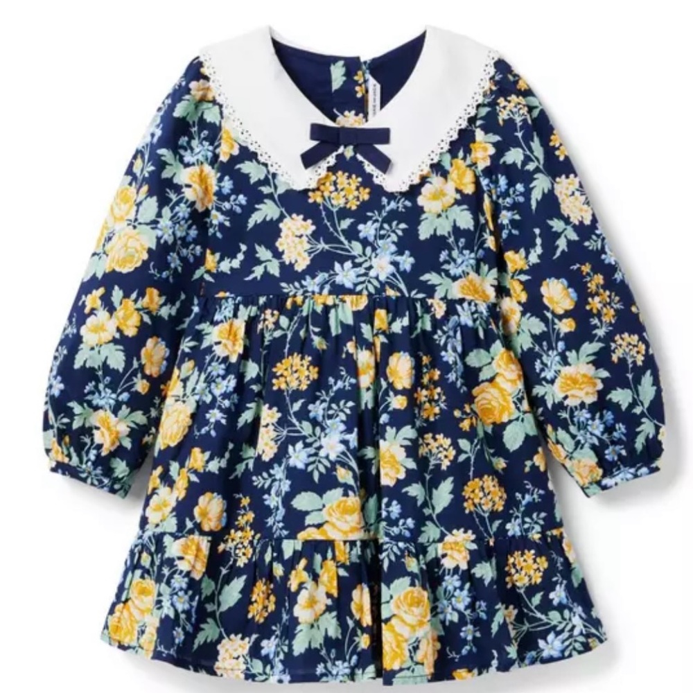 Janie and Jack Floral  Bow Collar Dress size 12-18M